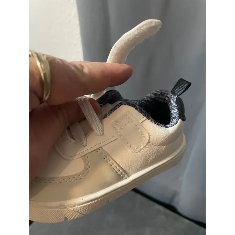 Carter's White and Navy Lined Toddler Sneakers NWOT